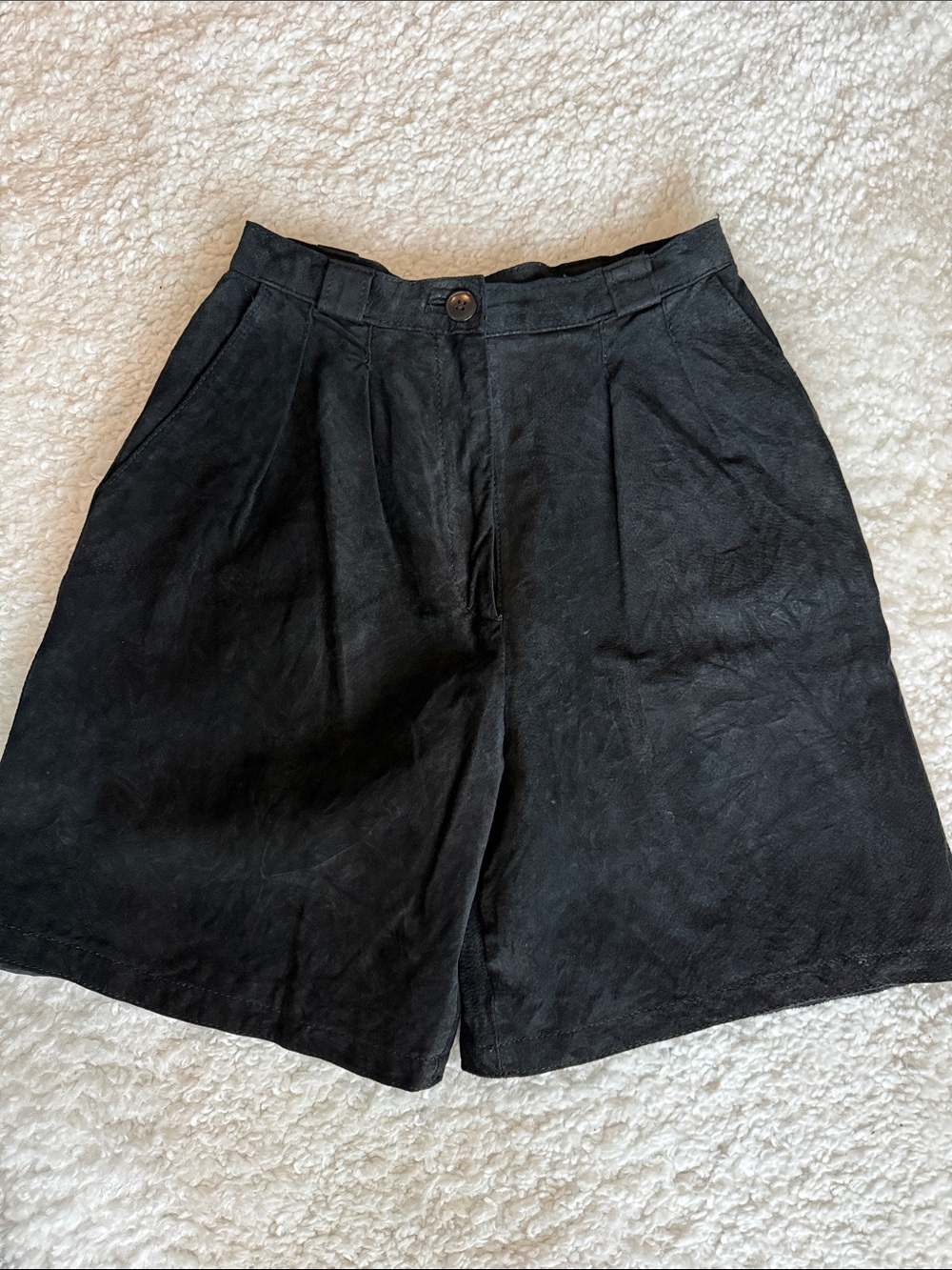 Vintage Genuine Suede Pleat Front Shorts